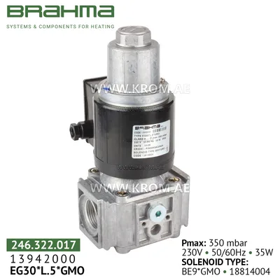 Brahma 13942000 EG30*L.5*GMO gas valve