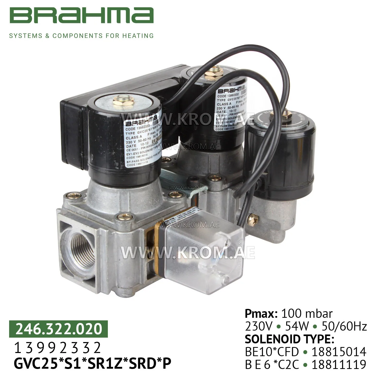 Brahma 13992332 GVC25*S1*SR1Z*SRD*P gas valve