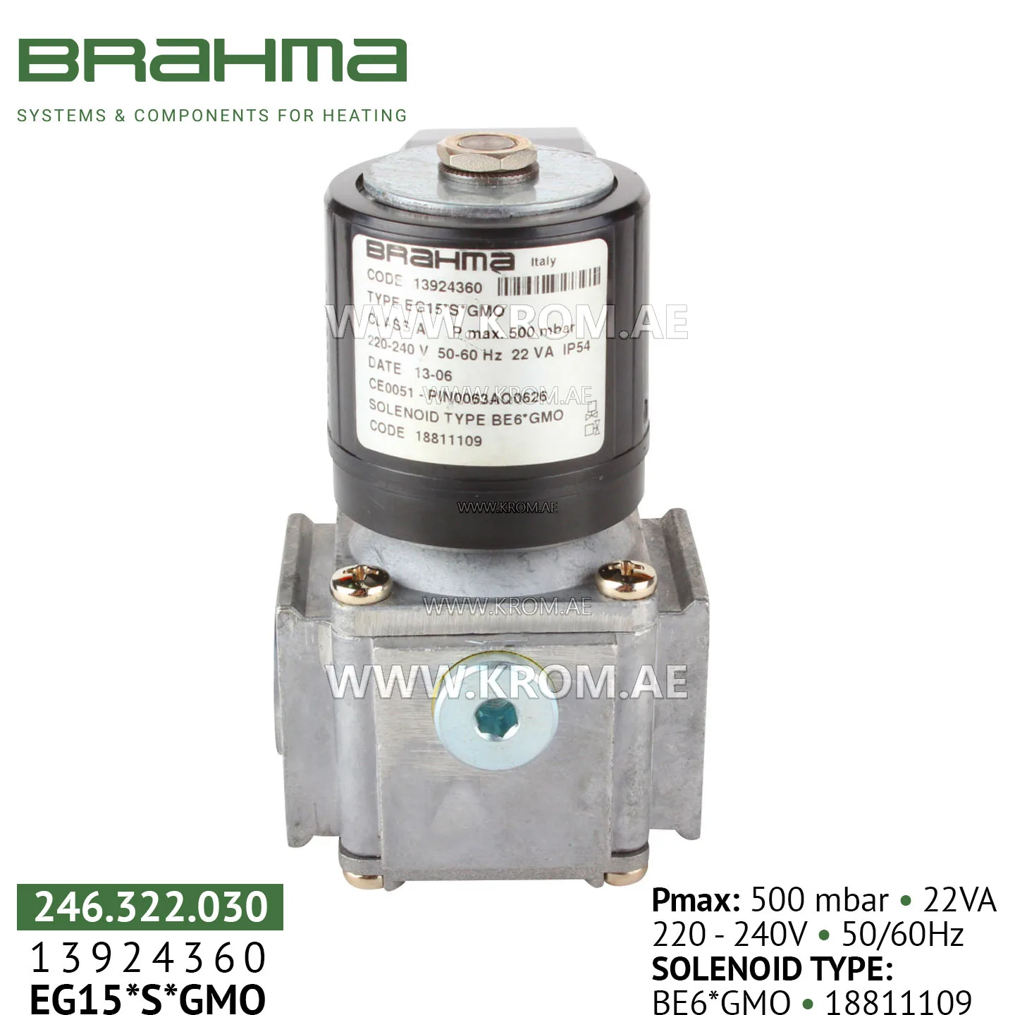 Brahma 13924360 EG15*S*GMO gas valve