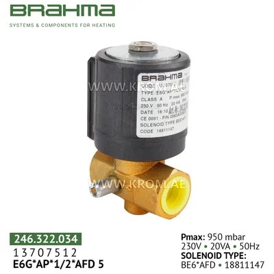Brahma 13707512 E6G*AP*1/2*AFD5 gas valve