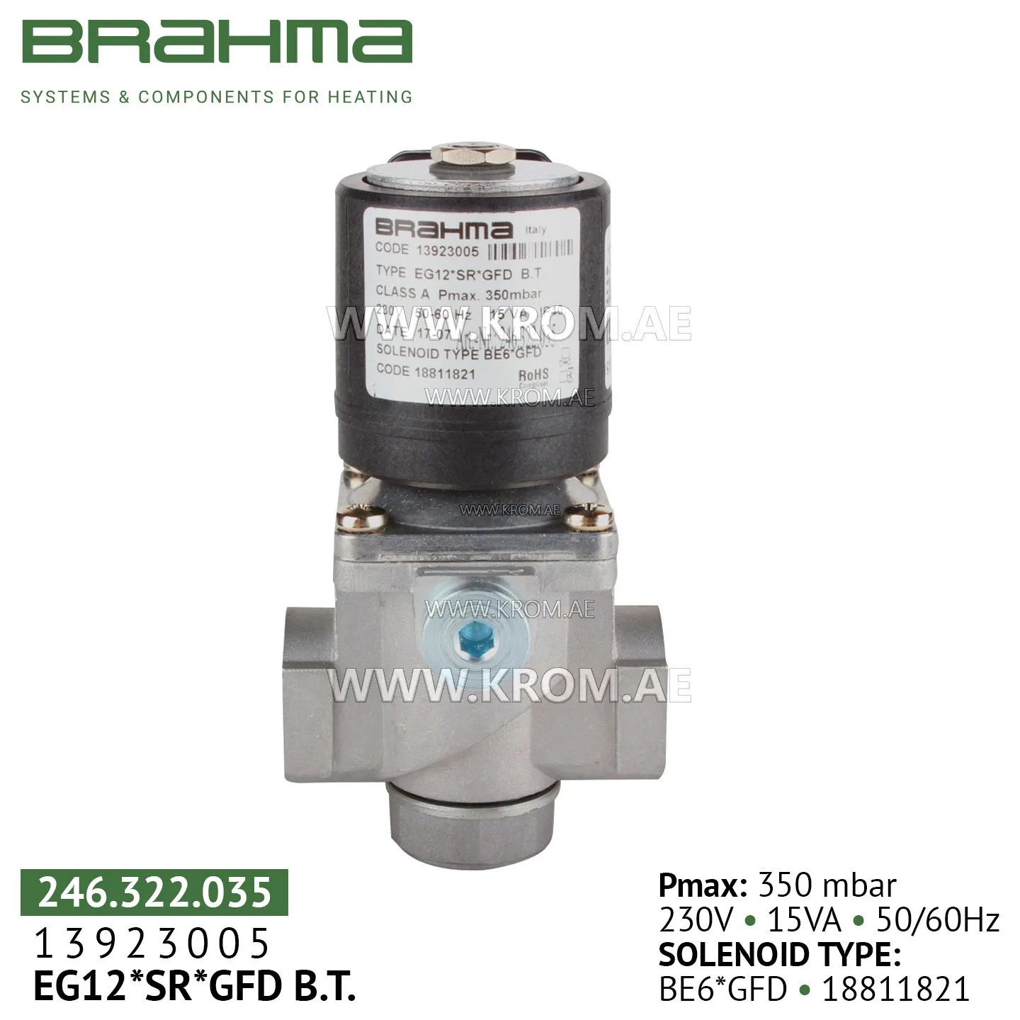 Brahma 13923005 EG12*SR*GFD gas valve