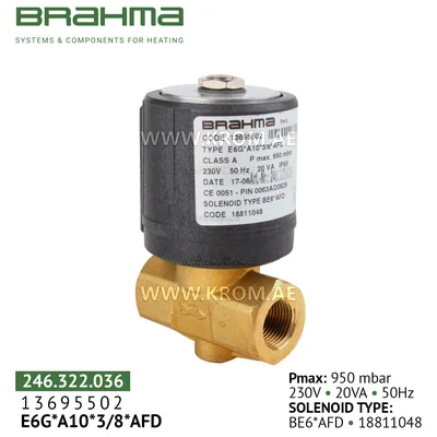 Brahma 13695502 E6G*A10*3/8*AFD gas valve