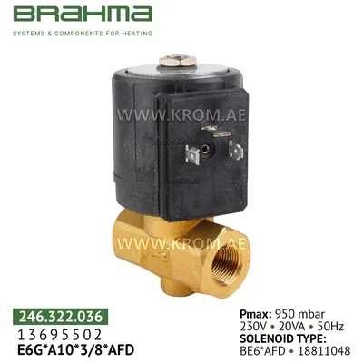 Brahma 13695502 E6G*A10*3/8*AFD gas valve