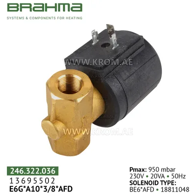 Brahma 13695502 E6G*A10*3/8*AFD gas valve