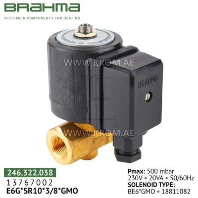 Brahma 13767002 E6G*SR10*3/8*GMO gas valve