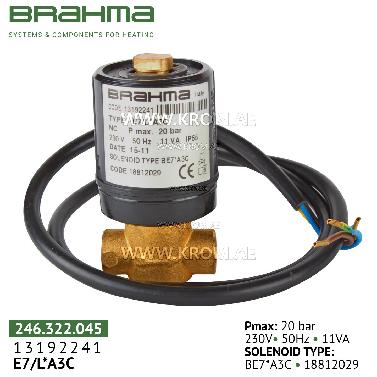 Brahma 13192241 E7/L*A3C oil valve