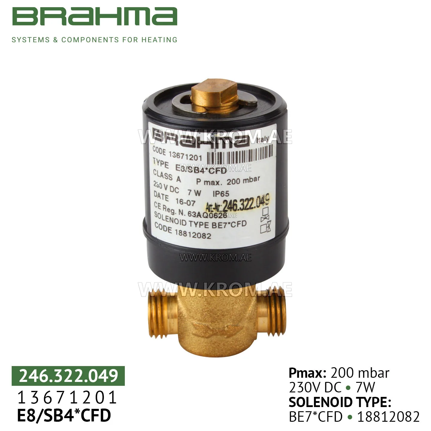 Brahma 13671201 E8/SB4*CFD gas valve