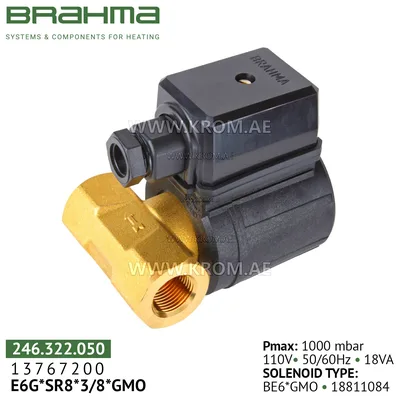 Brahma 13767200 E6G*SR 8*3/8*GMO gas valve