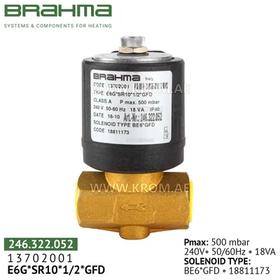 Brahma 13702001 E6G*SR10*1/2*GFD gas valve
