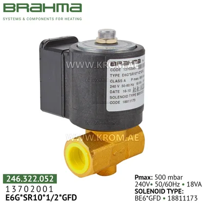 Brahma 13702001 E6G*SR10*1/2*GFD gas valve