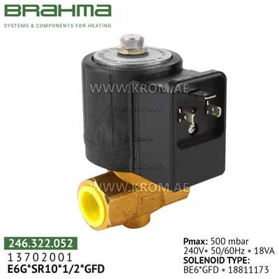 Brahma 13702001 E6G*SR10*1/2*GFD gas valve