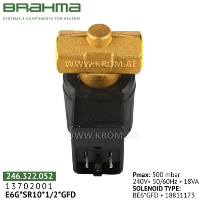 Brahma 13702001 E6G*SR10*1/2*GFD gas valve