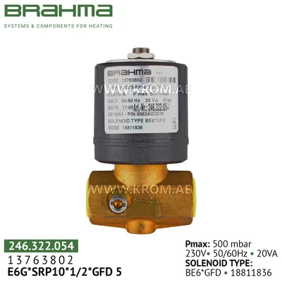 Brahma 13763802 E6G*SRP10*1/2*GFD5 gas valve