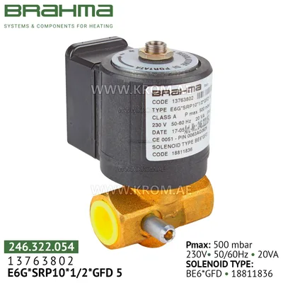 Brahma 13763802 E6G*SRP10*1/2*GFD5 gas valve