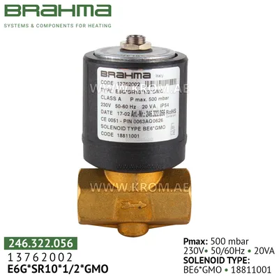 Brahma 13762002 E6G*SR10*1/2*GMO gas valve