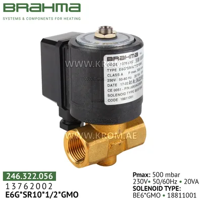 Brahma 13762002 E6G*SR10*1/2*GMO gas valve