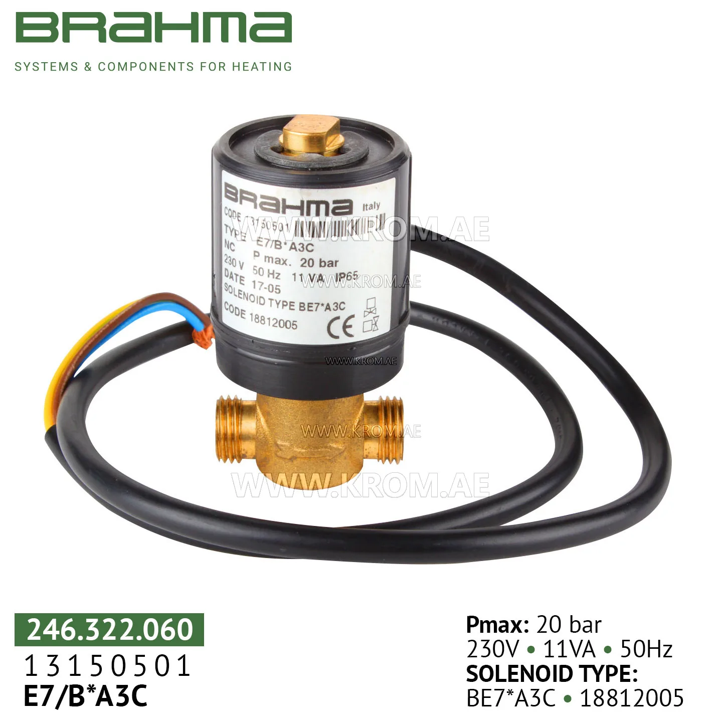 Brahma 13150501 E7/B*A3C oil valve