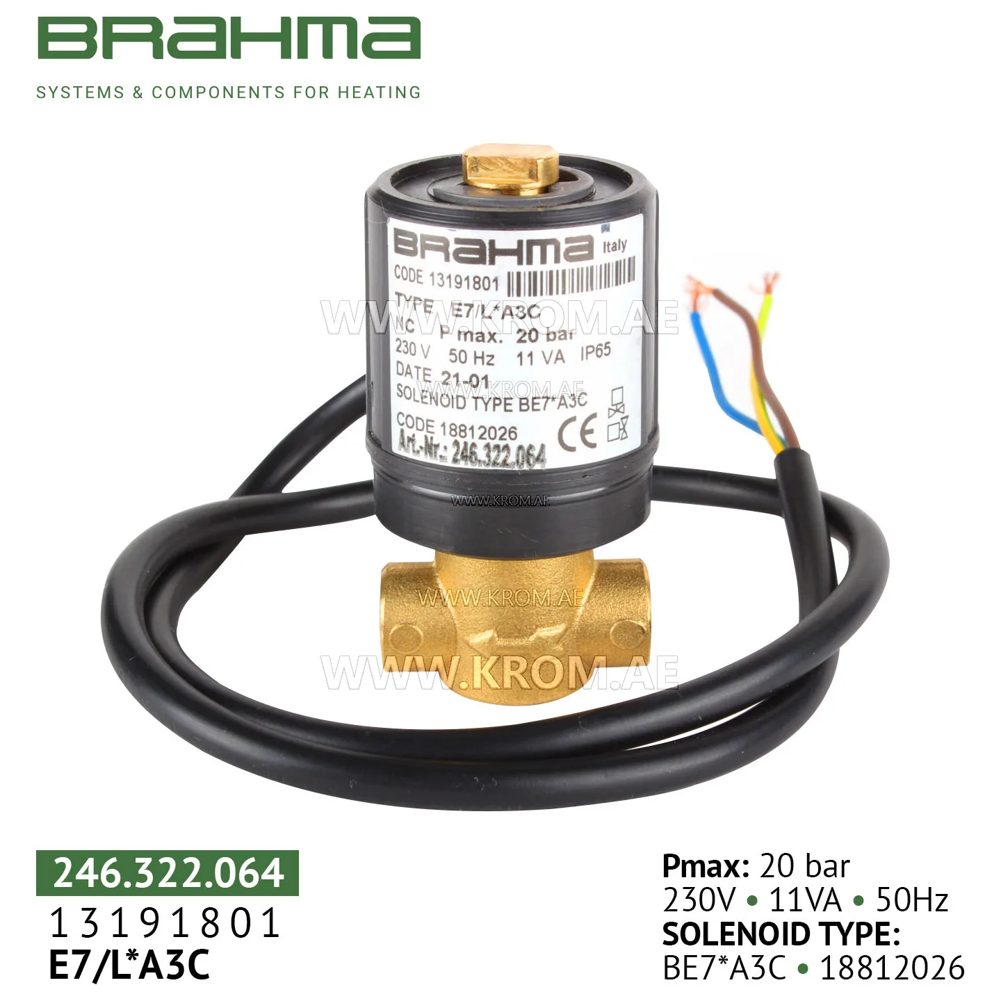 Brahma 13191801 E7/L*A3C oil valve