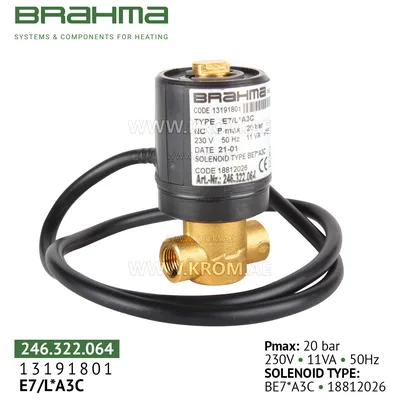 Brahma 13191801 E7/L*A3C oil valve
