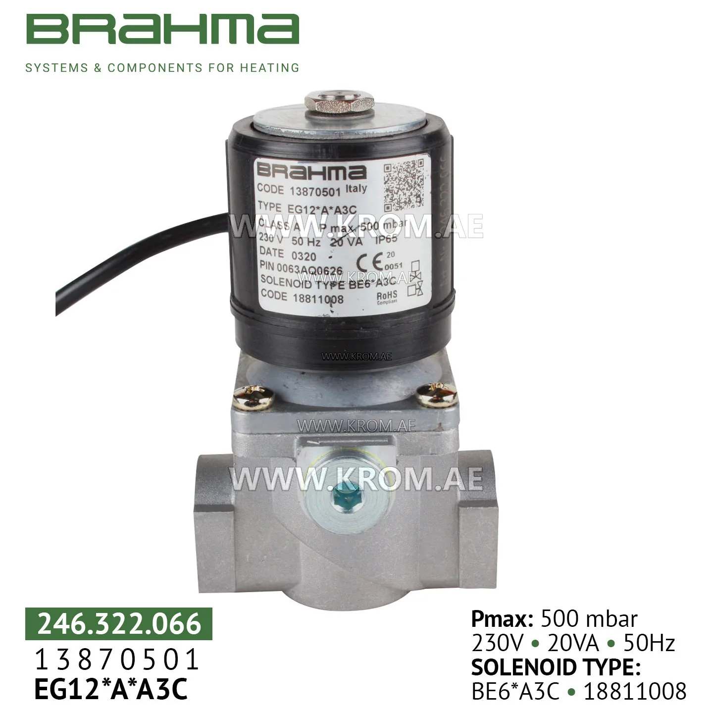 Brahma 13870501 EG12*A*A3C gas valve