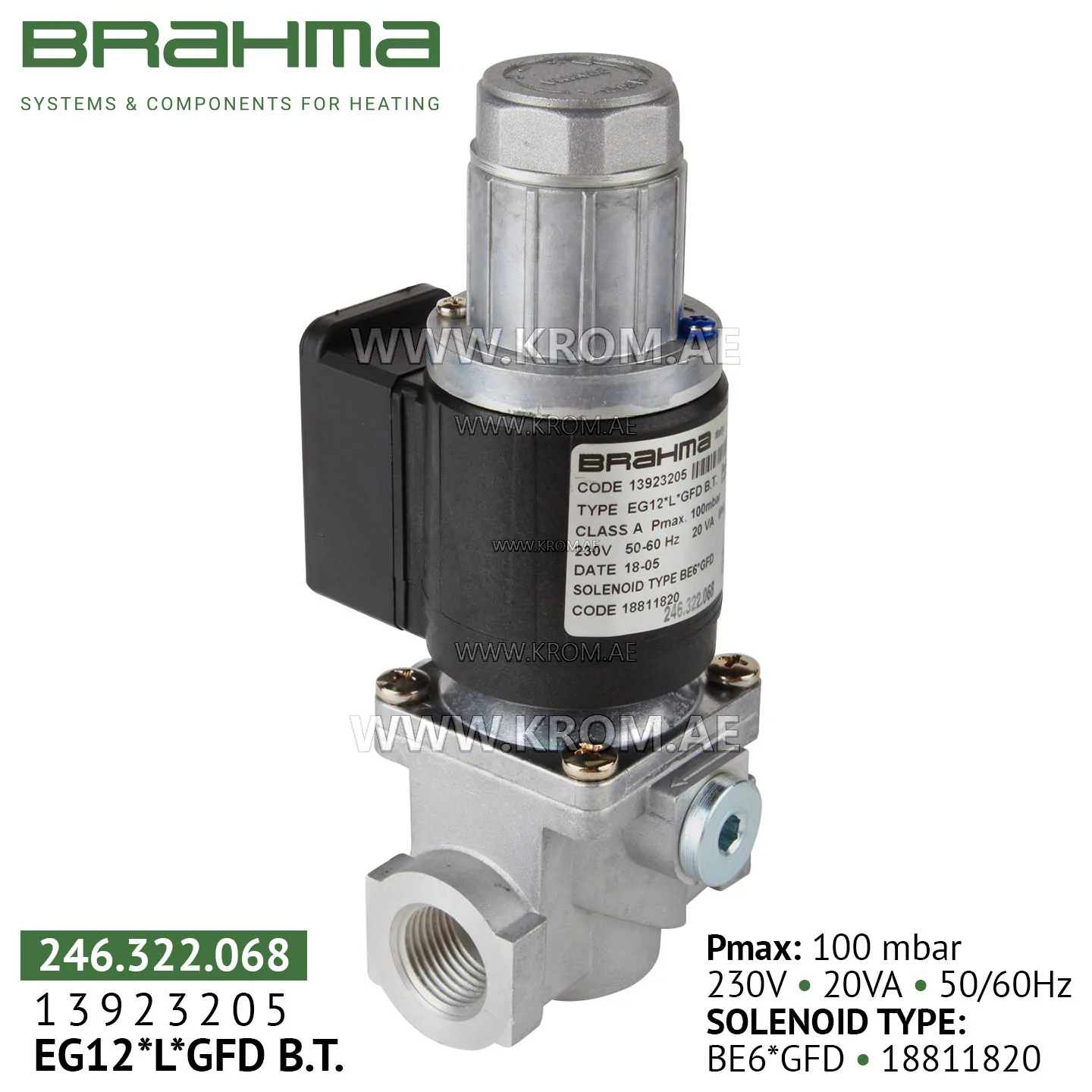 Brahma 13923205 EG12*L*GFD gas valve