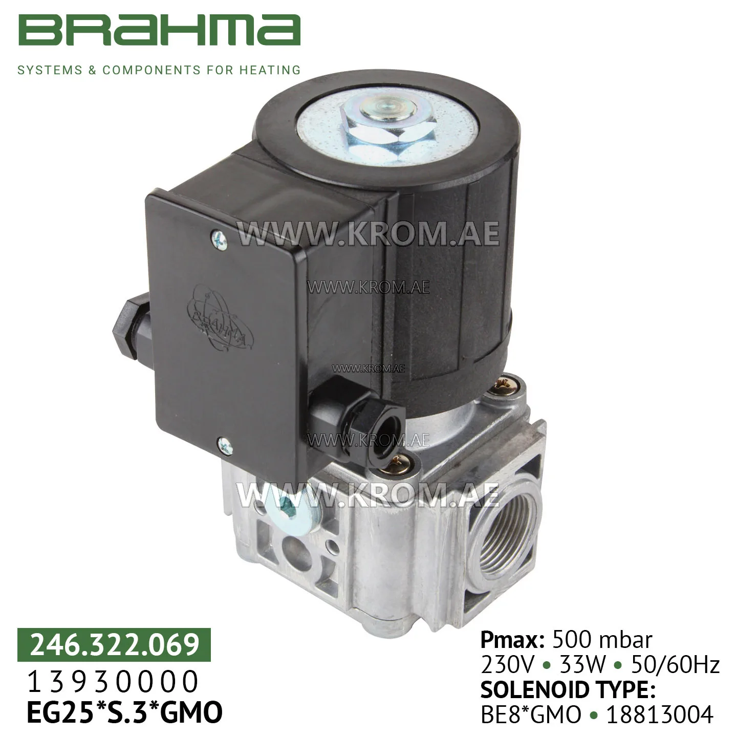Brahma 13930000 EG25*S.3*GMO gas valve