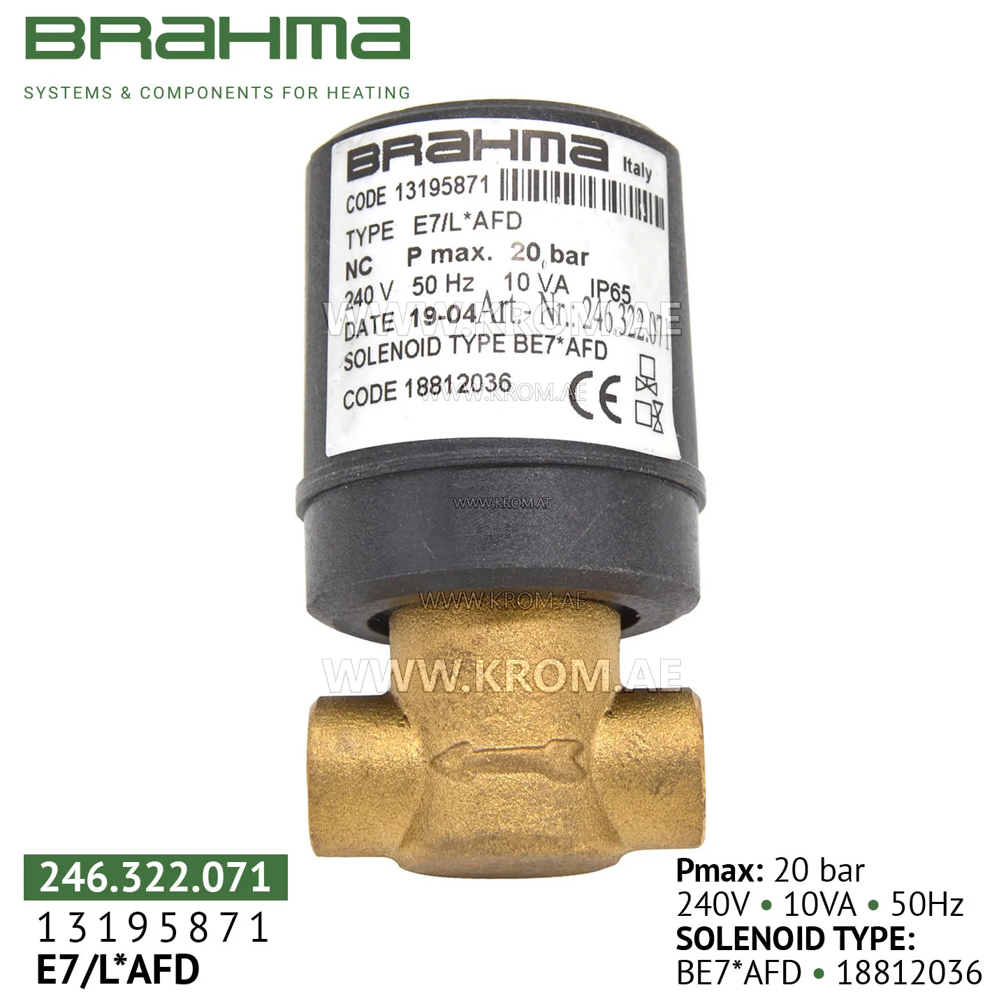Brahma 13195871 E7/L*AFD oil valve