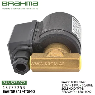 Brahma 13772253 E6G*SR 8*1/4*GMO gas valve