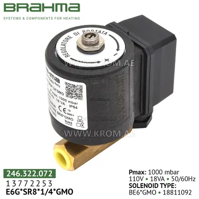 Brahma 13772253 E6G*SR 8*1/4*GMO gas valve