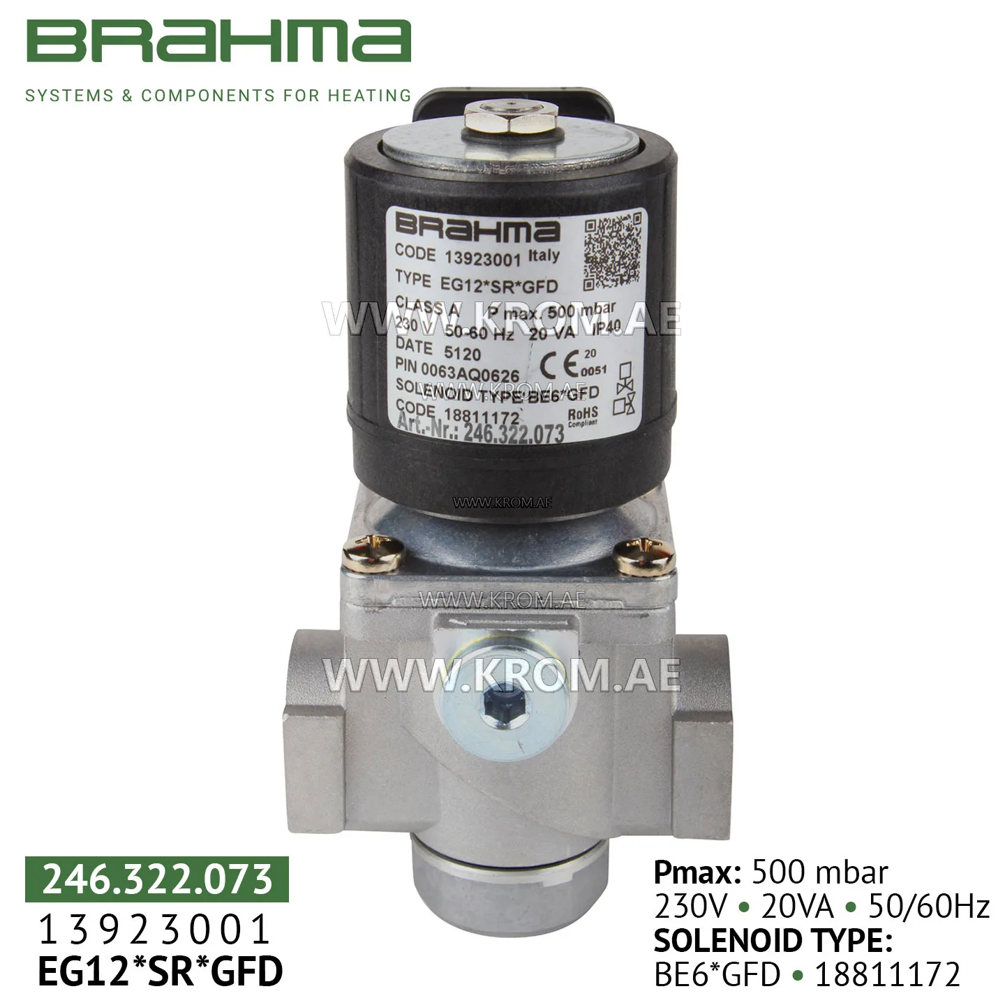 Brahma 13923001 EG12*SR*GFD gas valve