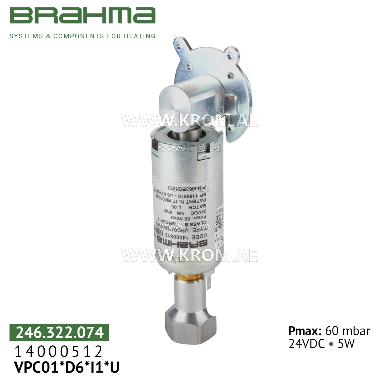 Brahma 14000512 VPC01*D6*I1*U gas valve