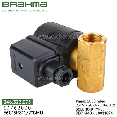 Brahma 13762000 E6G*SR8*1/2*GMO gas valve
