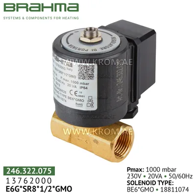 Brahma 13762000 E6G*SR8*1/2*GMO gas valve