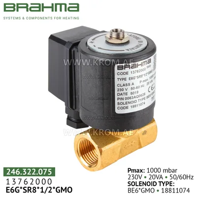 Brahma 13762000 E6G*SR8*1/2*GMO gas valve