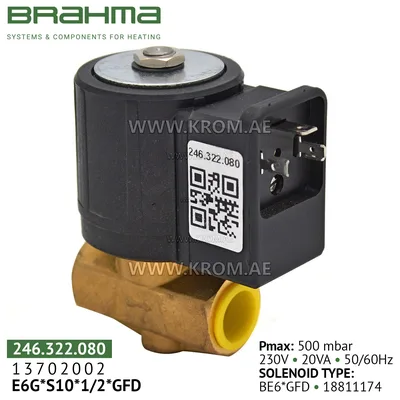 Brahma 13702002 E6G*S10*1/2*GFD gas valve