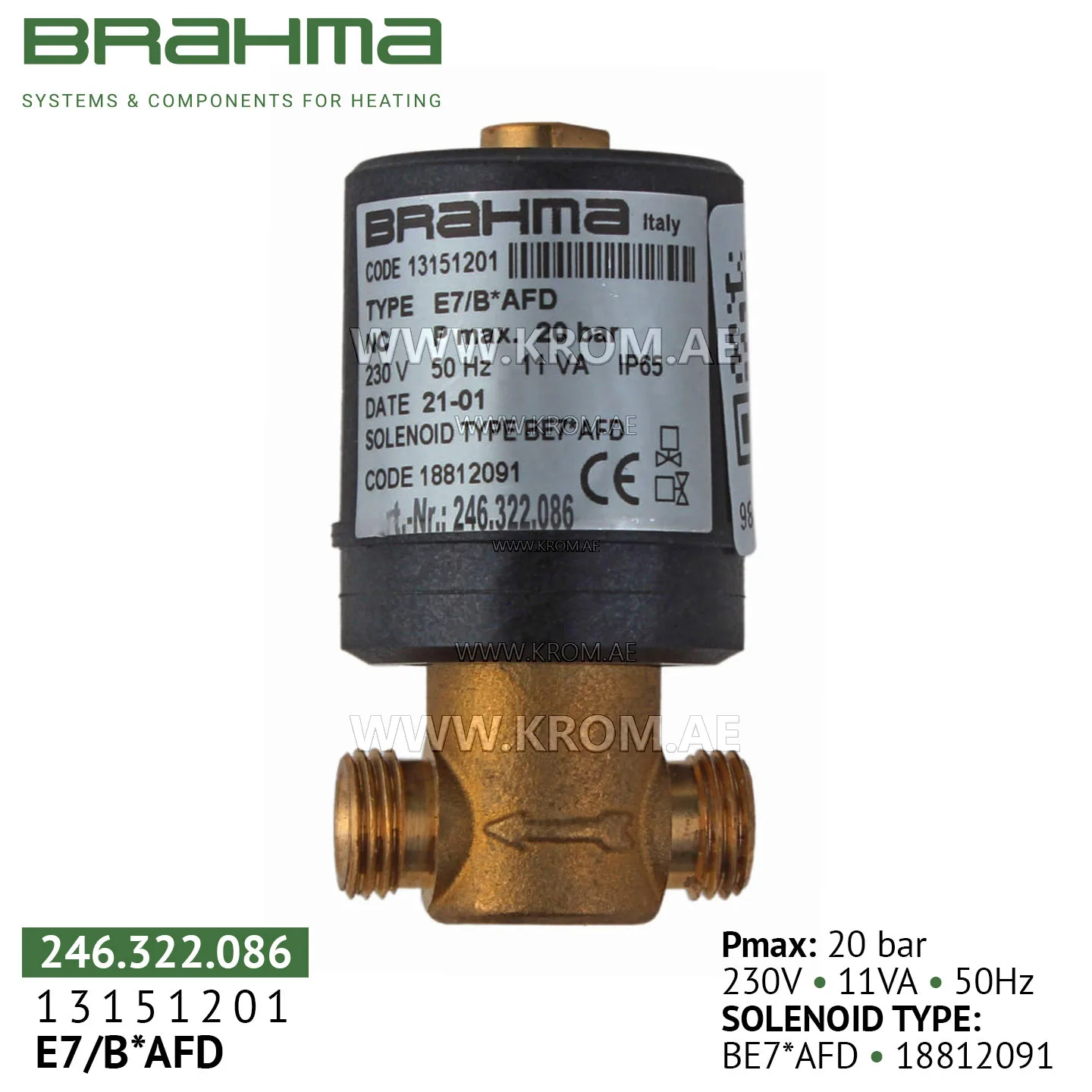 Brahma 13151201 E7/B*AFD oil valve