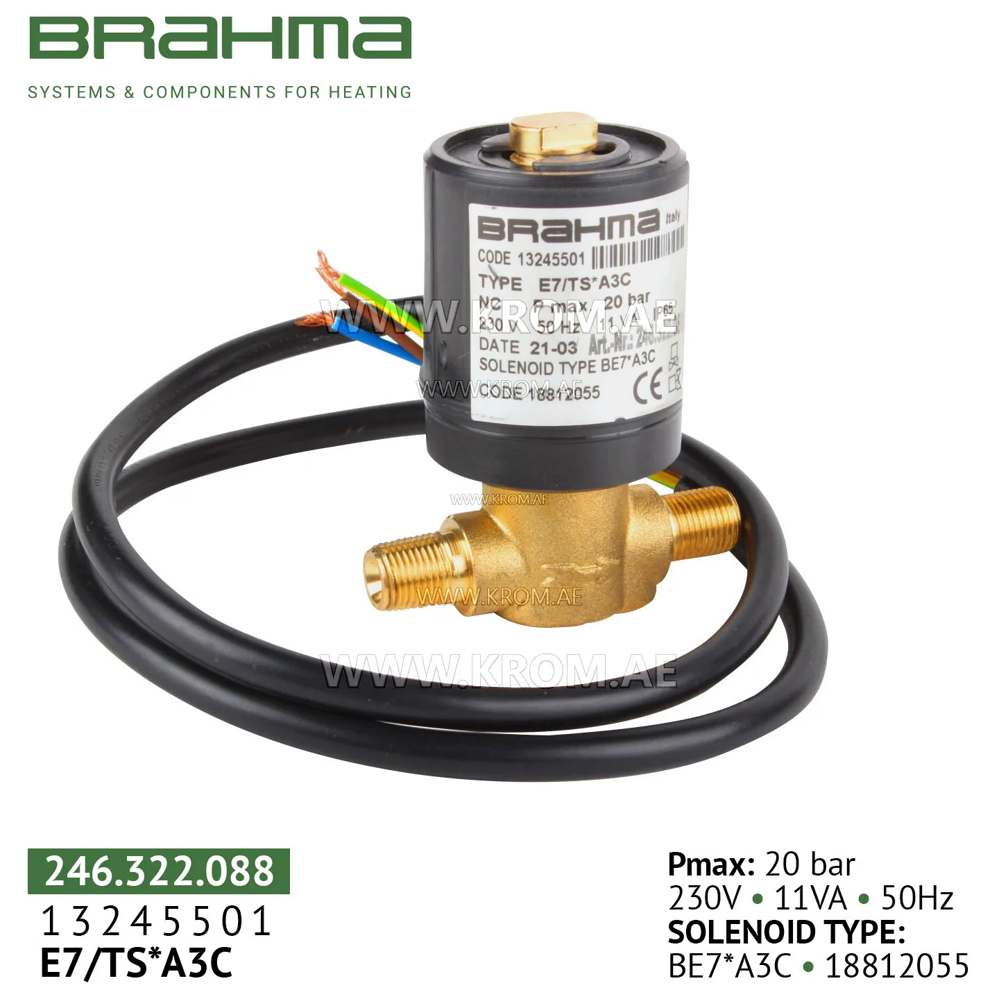 Brahma 13245501 E7/TS *A3C oil valve