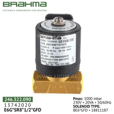 Brahma 13742020 E6G*SR8*1/2*GFD gas valve
