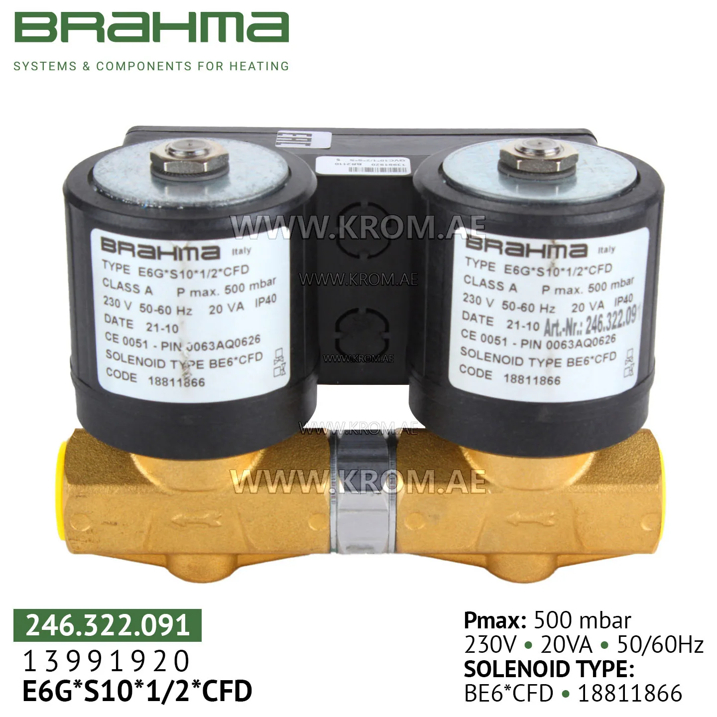 Brahma 13991920 GVC10*1/2*S*S* gas valve
