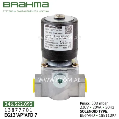 Brahma 13877701 EG12*AP*AFD 7 gas valve