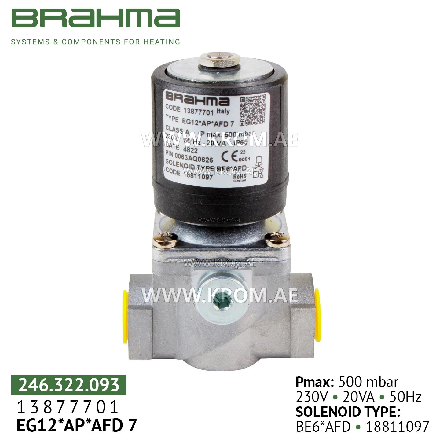 Brahma 13877701 EG12*AP*AFD 7 gas valve