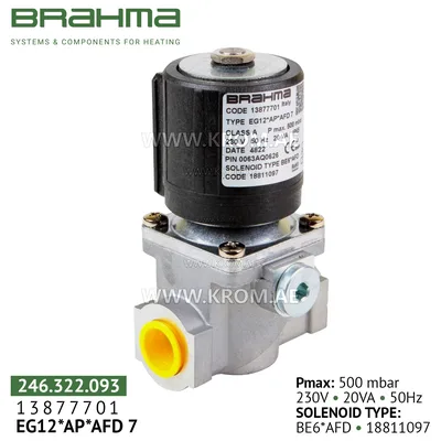 Brahma 13877701 EG12*AP*AFD 7 gas valve