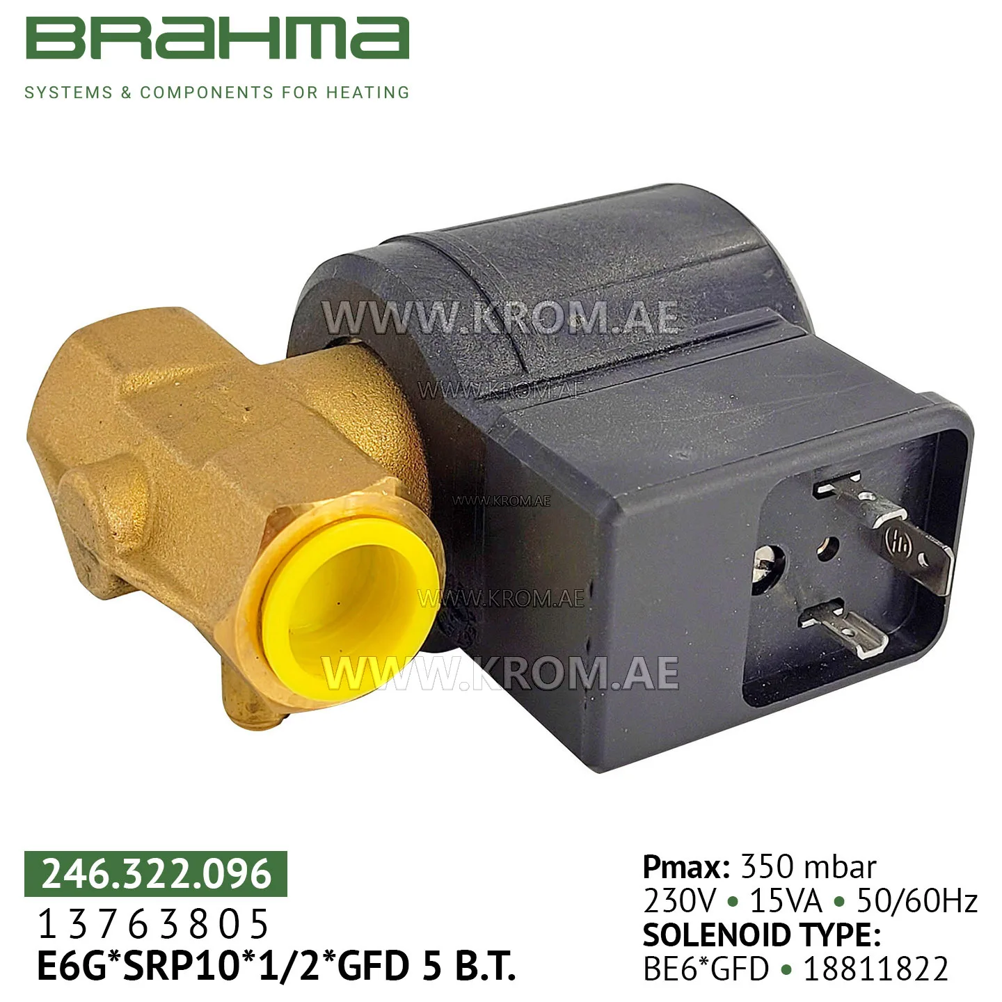 Brahma 13763805 E6G*SRP10*1/2*GFD gas valve