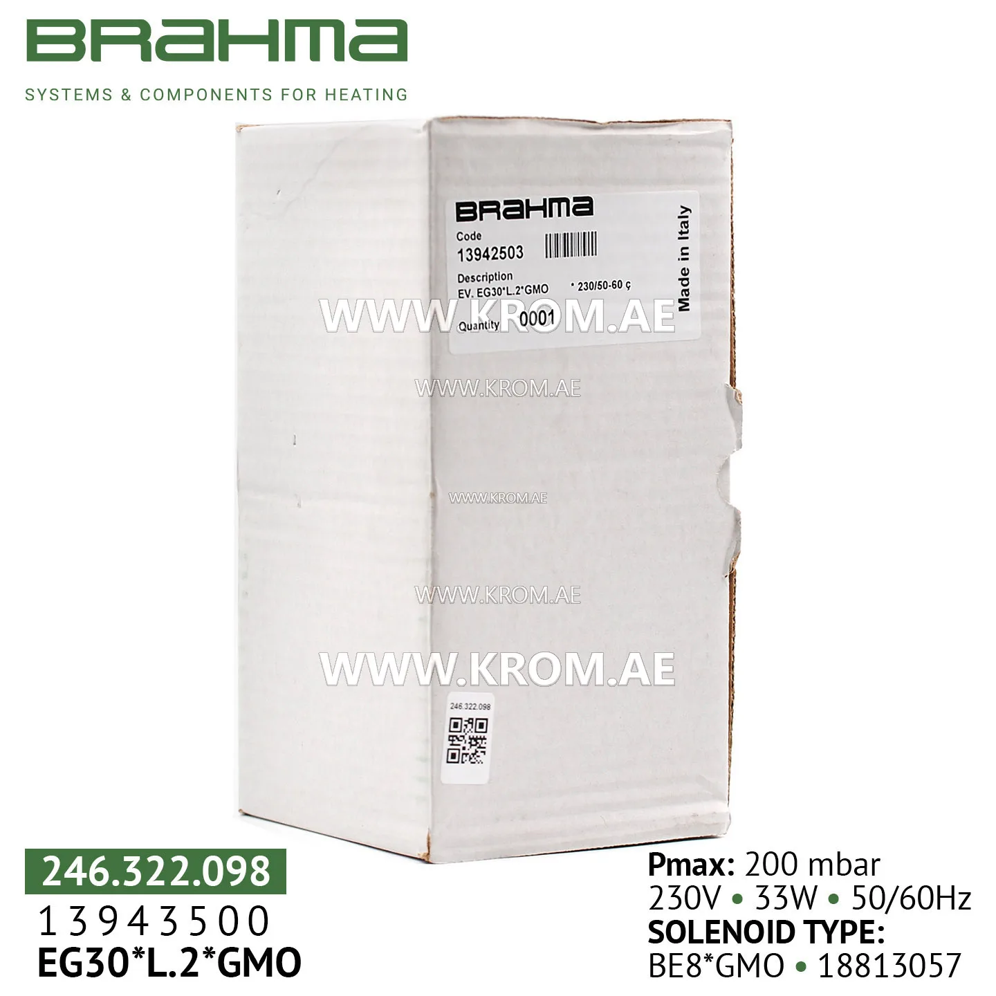 Brahma 13942503 EG30*L2*GMO gas valve