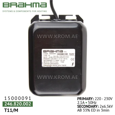 Brahma 15000091 T8 ignition transformer