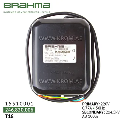 Brahma 15510001 T18 ignition transformer