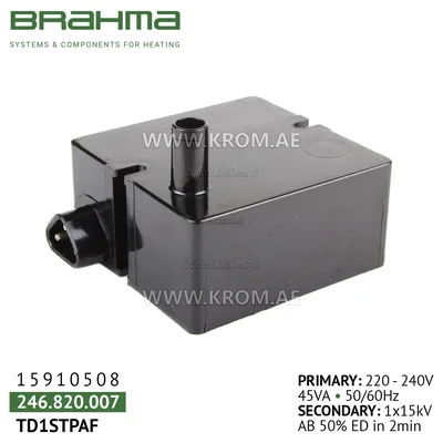 Brahma 15910508 TD1STPAF ignition transformer