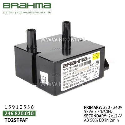 Brahma 15910556 TD2STPAF ignition transformer