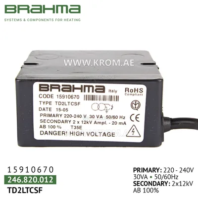Brahma 15910670 TD2LTCSF ignition transformer