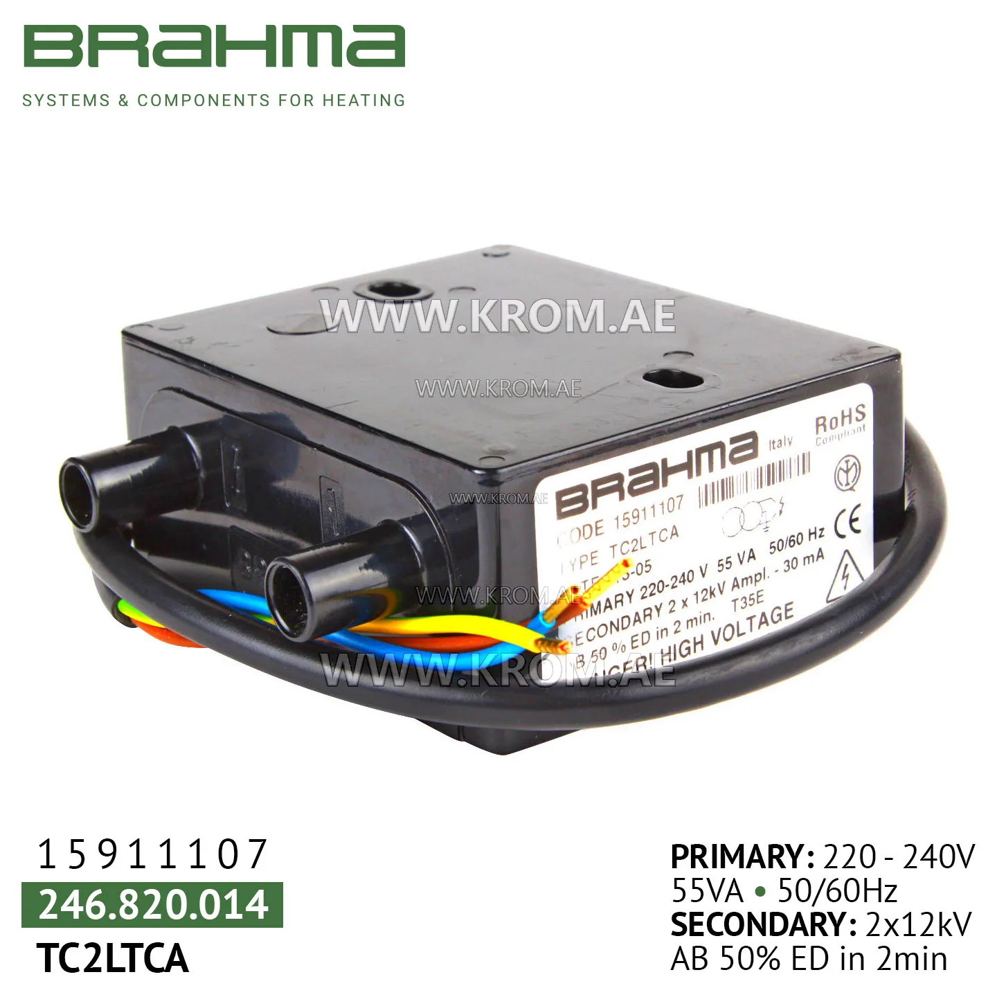 Brahma 15911107 TC2LTCA ignition transformer